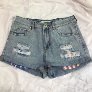 Bullhead Distressed High Rise Jean Shorts